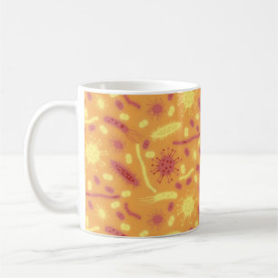 Caneca De Café Bactéria Brilhante Microorganismo laranja