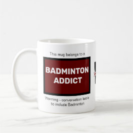 Caneca De Café Badminton Addicto Adicionar Seu Nome Monograma Ini