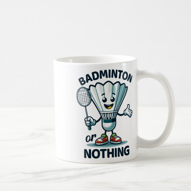 Caneca De Café Badminton Forever Cartoon Shuttle And Racket Graph (Direita)