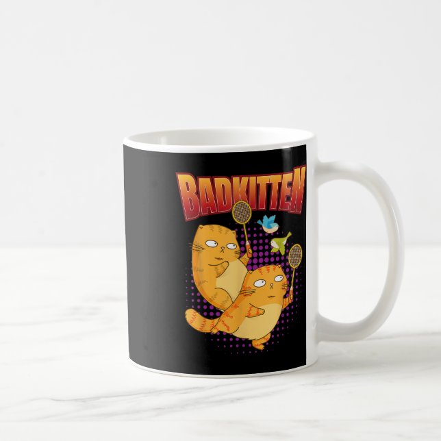 Caneca De Café Badminton I Badkitten Cat I Badminton Racket Shutt (Direita)