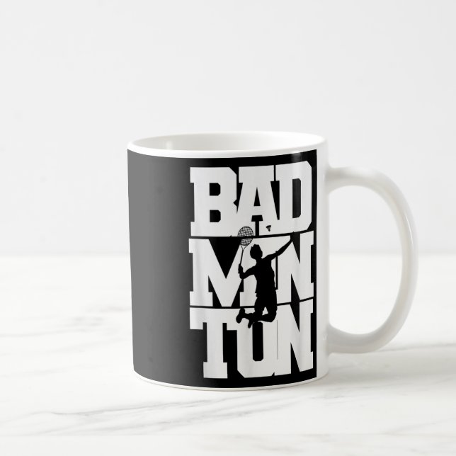 Caneca De Café Badminton Player Smashing Shuttle Birdie Badminton (Direita)