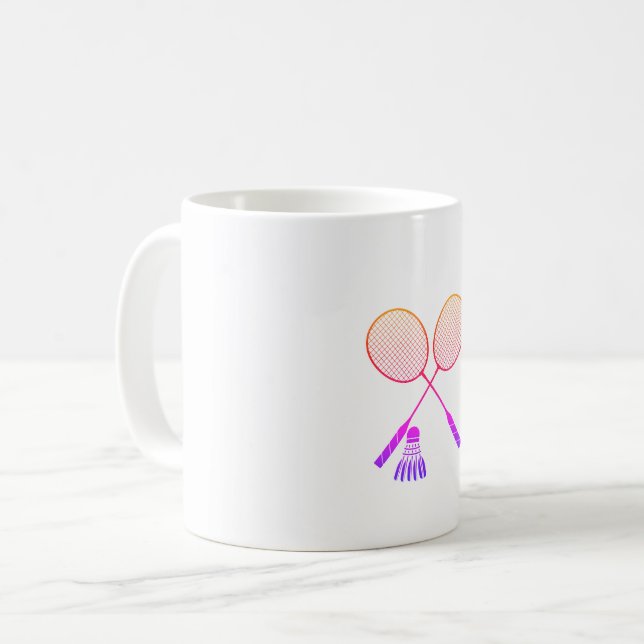 Caneca De Café Badminton Rackets Shuttlecock Birdie Ombre (Frente Esquerda)