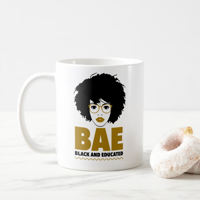 Caneca De Café BAE: Negra e Educada Mulher Negra Africana (Com Donut)