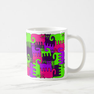 Caneca De Café Baga floresta dos gatos do quebra-cabeça da "1"