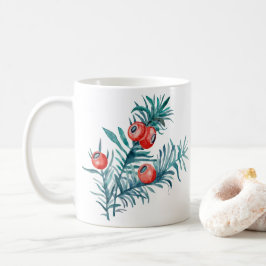 Caneca De Café Bagas de Teixo em Aquarela