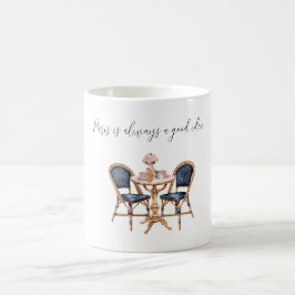 Caneca De Café Baguetes de Mesa Pink Blue Paris