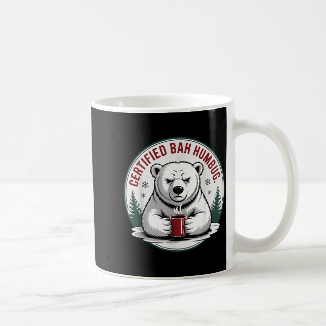 Caneca De Café Bah Humbug Funny Christmas Lar Bear Sarcastic Holi (Direita)