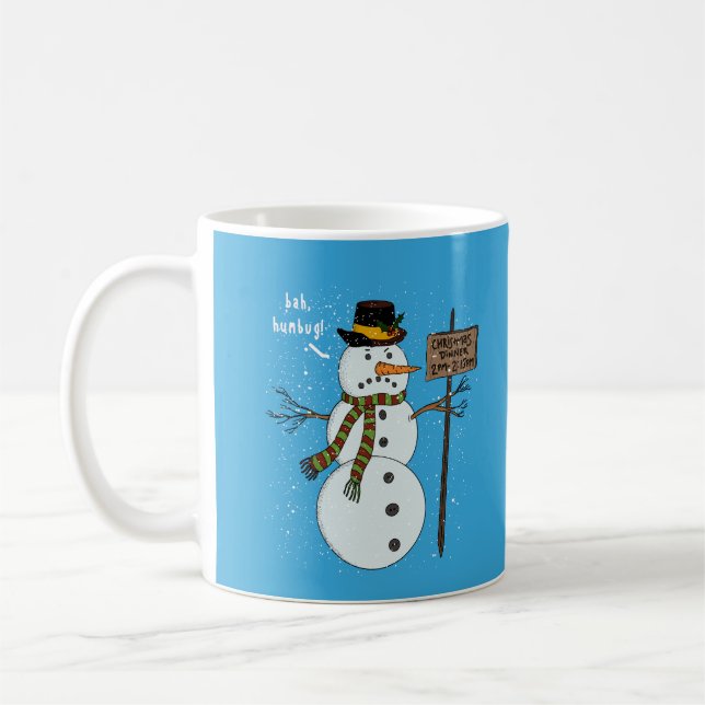 Caneca De Café Bah Humbug Grumpy Christmas Snowman apresenta (Esquerda)