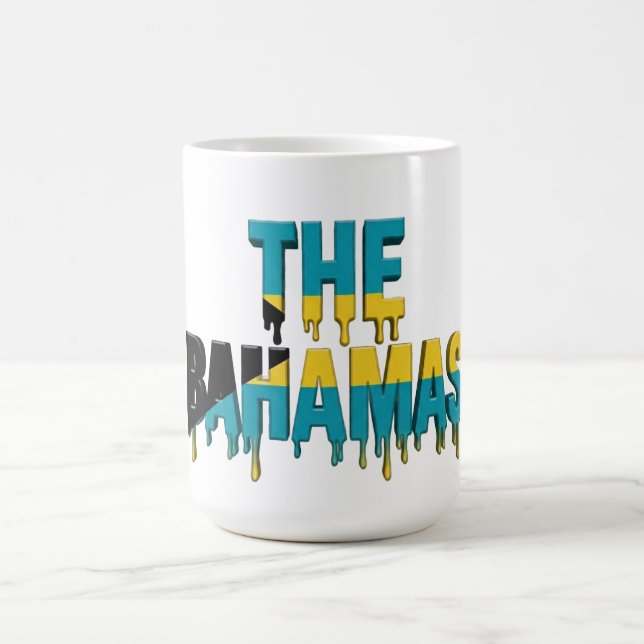 Caneca De Café Bahamas  Drip Text | Design de Bandeira Caribenha  (Centro)