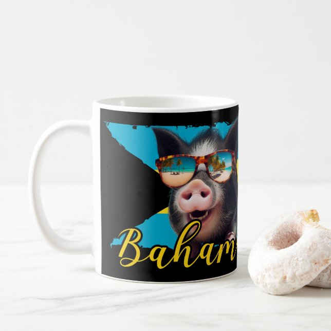 Caneca De Café Bahamas Nadando Suínos - Exuma Pig Beach Adventure (Com Donut)