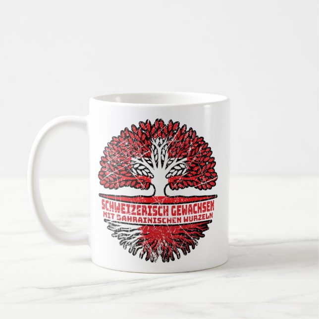 Caneca De Café Bahrain Bahrainisch Schweizer Schweiz Baum Wurzel (Esquerda)