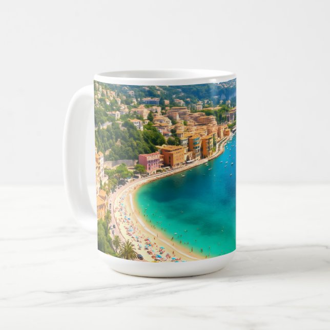 Caneca De Café Baía da Riviera Francesa (Frente Esquerda)