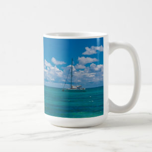 Caneca De Café Baía Tropical Azul Paisagem Marítima