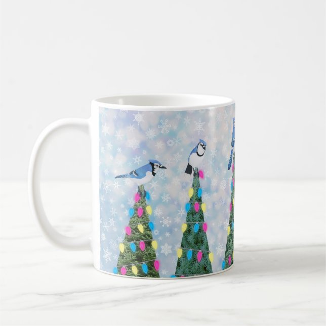 Caneca De Café baías azuis e árvores de Natal (Esquerda)