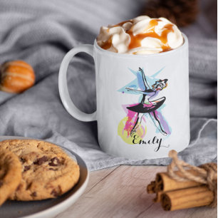 Caneca De Café Bailarina Dançarina Aquarela