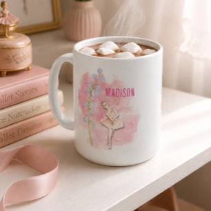 Caneca De Café Bailarina e Floral de Lírio do Vale em Rosa