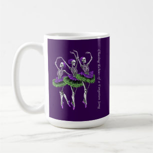 Caneca De Café Bailarina Esqueleto Verde Roxo Perseguindo Ecos
