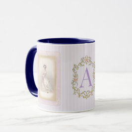 Caneca de Café Bailarina Vintage em Lilás e Azul S