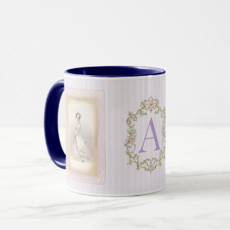 Caneca de Café Bailarina Vintage em Lilás e Azul S
