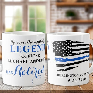 Caneca De Café Baixa Policial Linha Azul Fino Personalizada