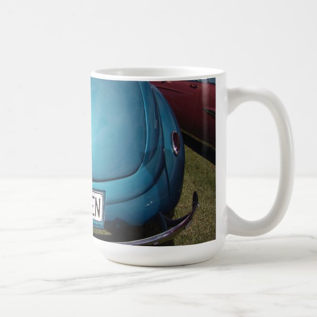 Caneca De Café Baixo para cima carro clássico Kruzen AZUL largo (Direita)