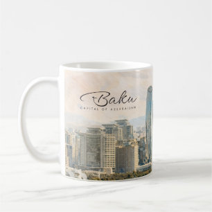 Caneca De Café Baku Azerbaijão Capital Aquarela Presente de Viage