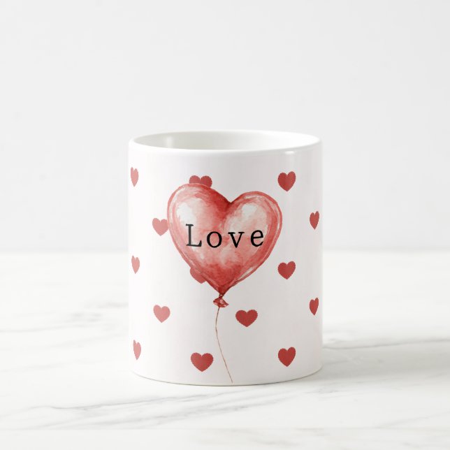 Caneca De Café Balão Corações Vermelhos  (Centro)