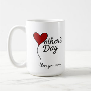 Caneca De Café Balão de Amor Dia das Mães - Coração "Ame-Te Mãe"
