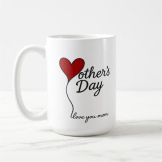Caneca De Café Balão de Amor Dia das Mães - Coração "Ame-Te Mãe"
