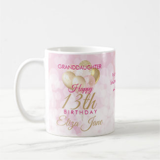 Caneca De Café Balão de Aniversário da 13 da neta glamourosa