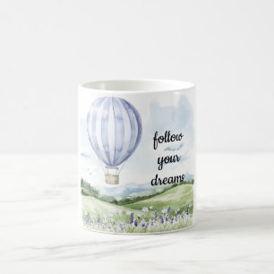Caneca De Café Balão de ar quente branco roxo e lavanda