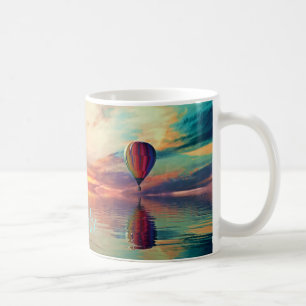 Caneca De Café Balão de Ar Quente Cênico Raiva Sol Teal Seu Nome