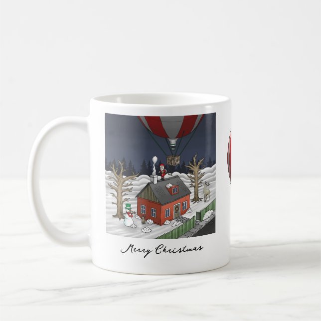 Caneca De Café Balão de Ar Quente do Papai Noel (Esquerda)