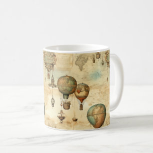 Caneca De Café Balão de Ar Quente Steampunk Vintage Sépia