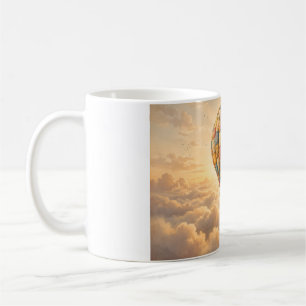 Caneca De Café Balão de Ar Quente Vintage ao Nascer do Sol Nuvens