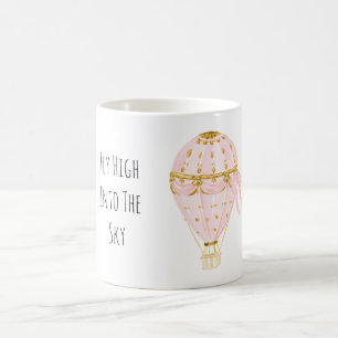 Caneca De Café Balão de Ar Rosa Dourado Voar Alto