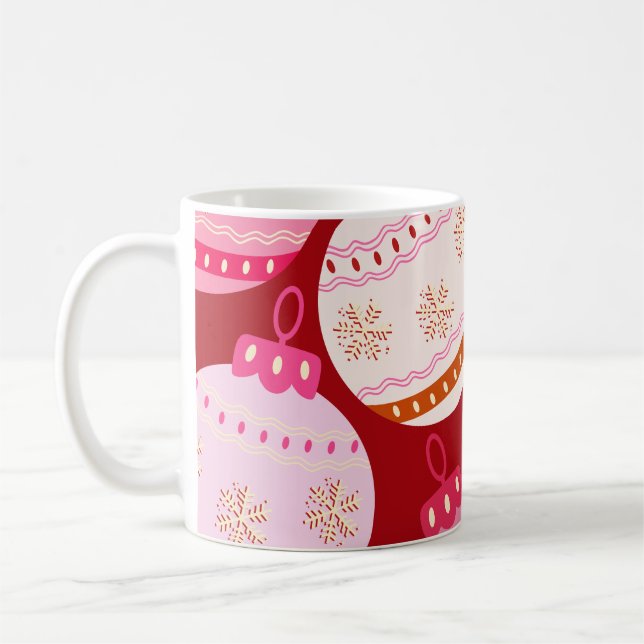 Caneca De Café Balas de Natal Rosa E Vermelho (Esquerda)