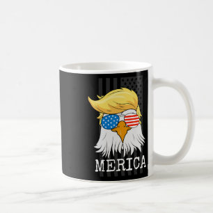 Caneca De Café Bald Eagle 4 De Julho Trump American Flag Funny G