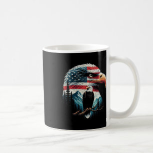 Caneca De Café Bald Eagle American Flag Para 4 De Julho De Red Wh