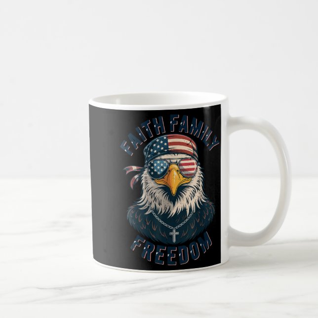 Caneca De Café Bald Eagle Faith Family Dom Patriotic Christian Bo (Direita)