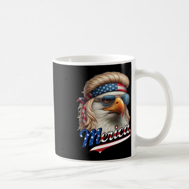 Caneca De Café Bald Eagle Merica 4 de julho, Eagle Blonde Mullet (Direita)