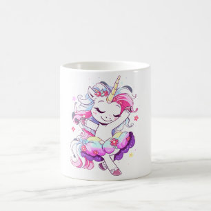 Caneca De Café Balé Dancer Unicorn Girls Rainbow Ballerin Cor