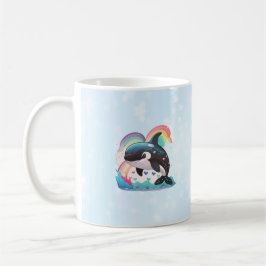 Caneca De Café Baleia assassina de Kawaii Orca branca Rainbows Bo