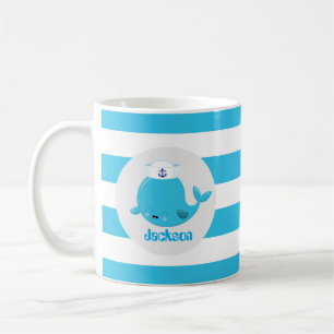 Caneca De Café Baleia azul-bebê adiciona nome monograma mug
