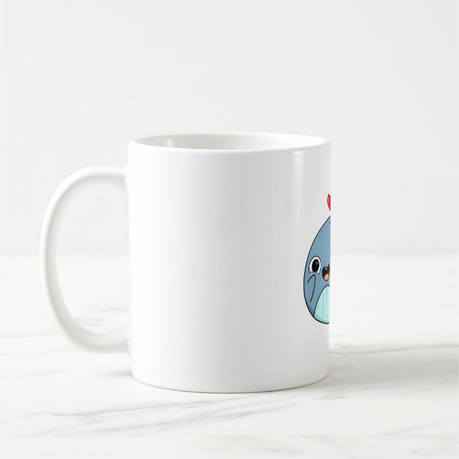 Caneca De Café Baleia Azul Kawaii (Esquerda)