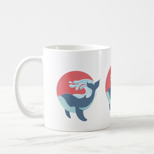 Caneca De Café baleia azul-natação (Esquerda)