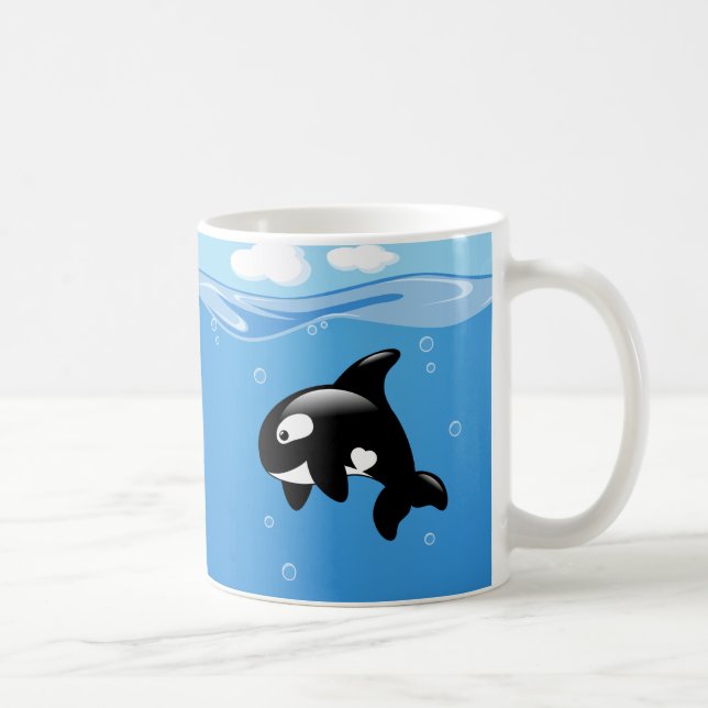 Caneca De Café Baleia de orca branca no oceano (Direita)