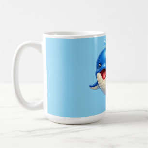 Caneca De Café Baleia Fofa com Olhos Grandes Ilustração de Animal