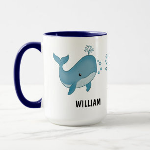 Caneca de Café Baleia Fofa Desenhada à Mão Persona