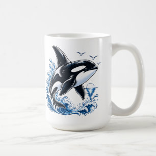 Caneca De Café Baleia Orca Fofa Gráfico do Oceano para Crianças